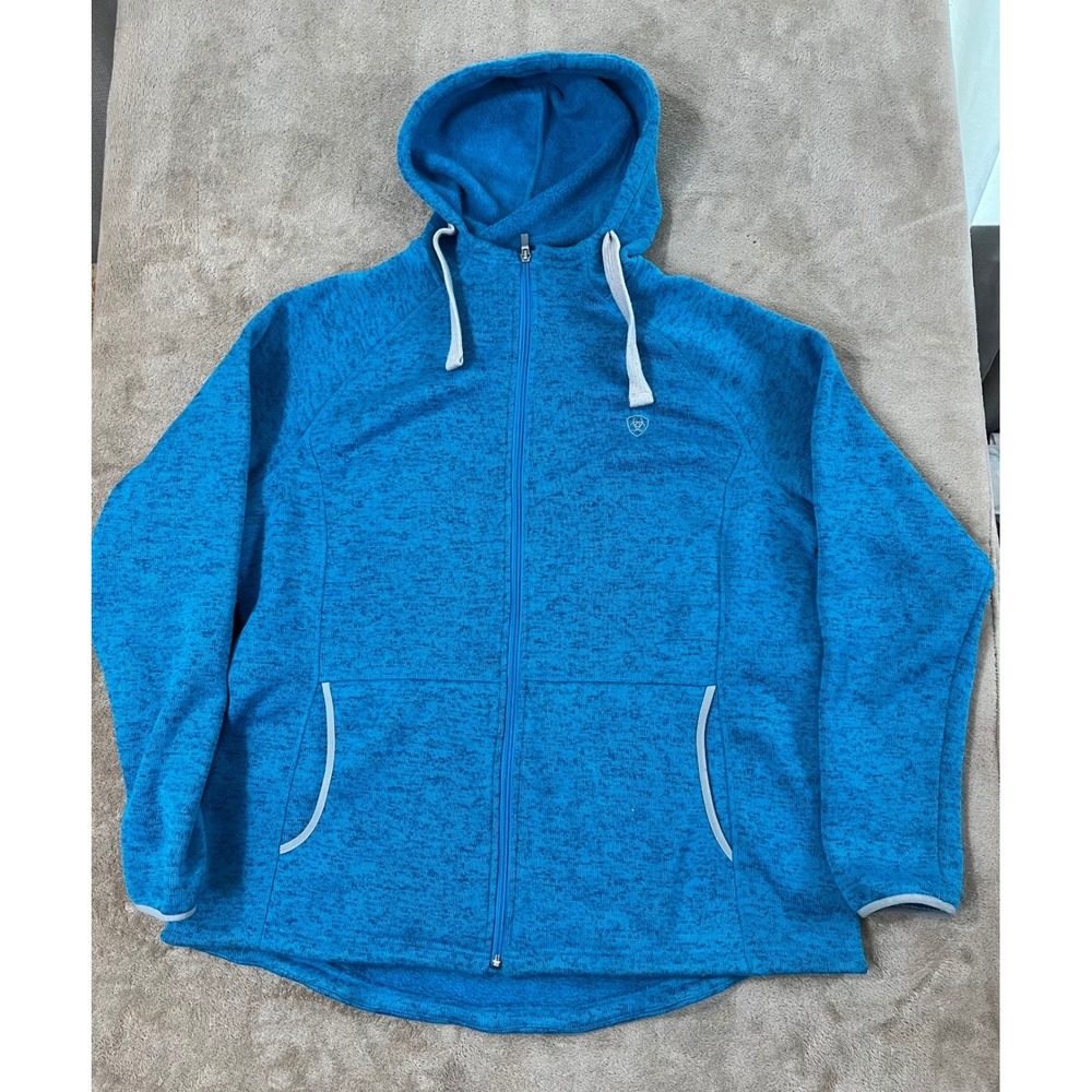 Ariat Melange Fleece Sweatshirt Women Size 2XL Blue full-zip hoodie Good